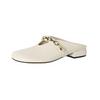 Fashion Women's New Summer Genuine Leather Cowhide Metal Belt Buckle, Low Heel and Toe Wrapped M Ü Ller Slippers