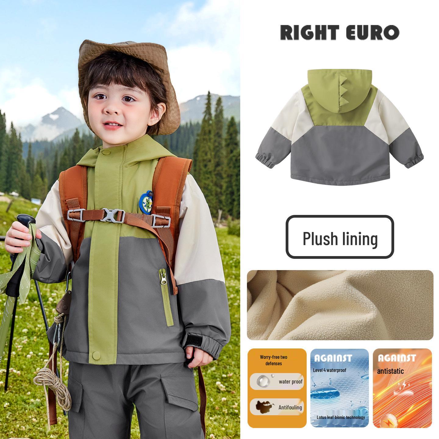 Right European Boys  Fleece-Lined Winter Jacket - Thick Warm Cotton Clothing for Toddlers 90cm