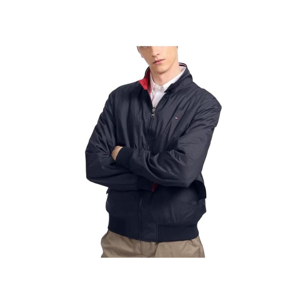 Tommy Hilfiger Stand Collar Zipper Logo Embroidered Reversible Lightweight Jacket Men jackets Navy-Blue 78J3274-600