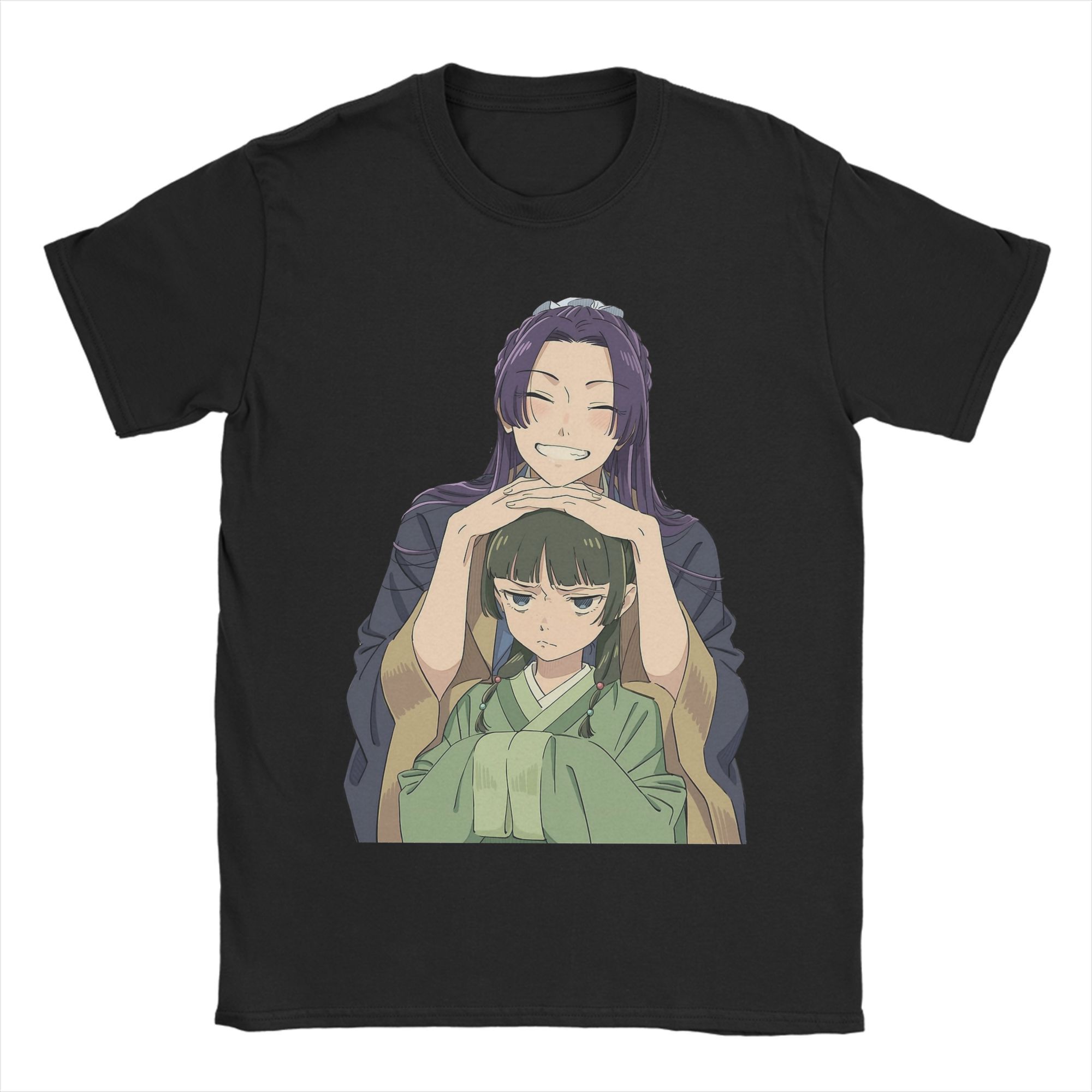 

Мужская футболка Kusuriya no Hitorigoto Винтажная хлопковая футболка с коротким рукавом Милая футболка с Маомао и Цзиньши Топы с круглым вырезом S