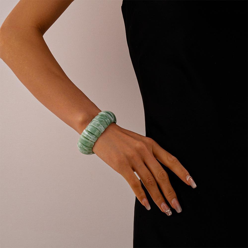 Smudging Irregular Wide Bracelet Bohemian Retro Hand Ring Exaggerated Acrylic Bangle Lady Girls