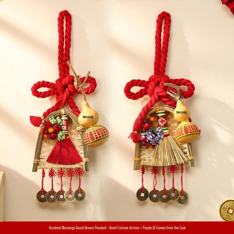 Chinese Knot Gourd Fu Broom Door Pendant - New Home Decoration & Housewarming Gift 2025