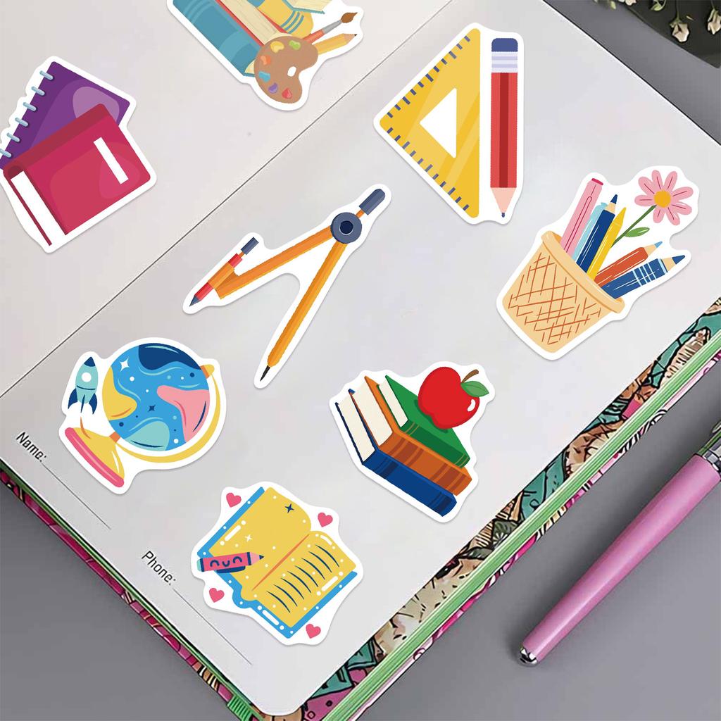 50 Cartoons Back To School Season Doodle Stickers Decorate Guitar Notebook Suitcase DIY Waterproof