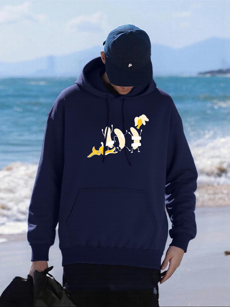 Funny Skinned Bananas Printing Hoody Men Casual All-Match Hoodie Oversized Fleece Sportswear Autumn Comfortable Male Pullover