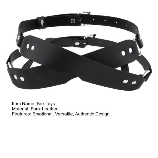 Women Faux Leather BDSM Face Mask Adjustable Blindfold & Gag Headgear for Roleplay Breathable Comfortable Discreet Adult Toy for Couples'