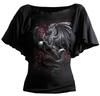 Saia Latina Gothic Dragon com Decote Cano Spiral Direct Feminina Camiseta Unissex Fada de Metal