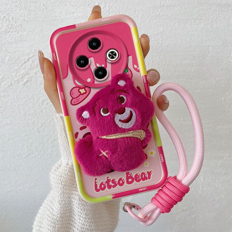 KEYSION Cute 3D Cartoon Plush Case for Infinix Spark 30C with Lanyard Soft Silicone Shockproof Phone Cover for Infinix Spark 30C