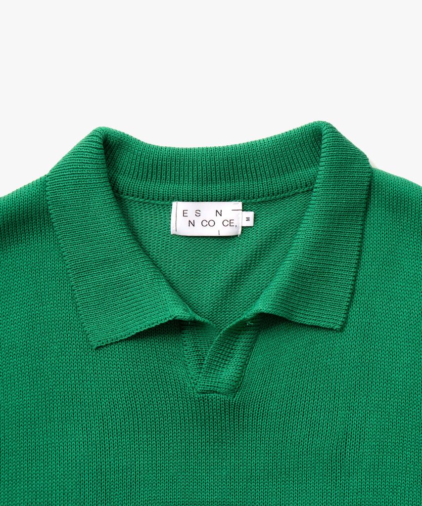 ESN Washable Collared Short Sleeve Knit Green