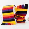 1 Pair Rainbow Toe Socks Colorful 5 Toe Calf Socks Rainbow Striped Leg Warmers Funny Long Toe Socks for Women and Girls