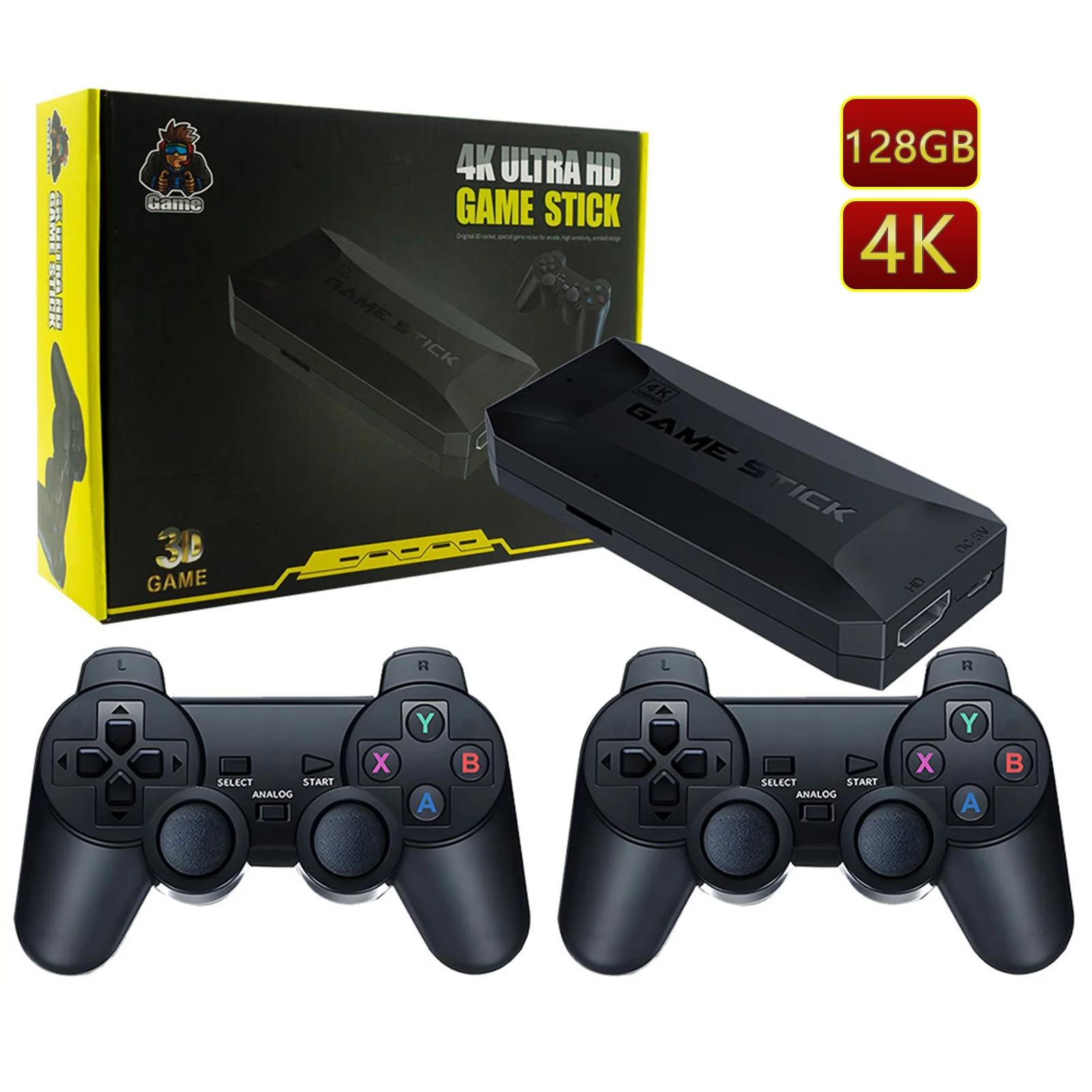 

M16 Game Stick, 4K HDMI TV 64G/128G Мини ретро портативная игровая консоль с 20 000 игр, беспроводной двойной геймпад, аркадная игровая консоль Plug and Play 20*15*5cm,128G чёрный