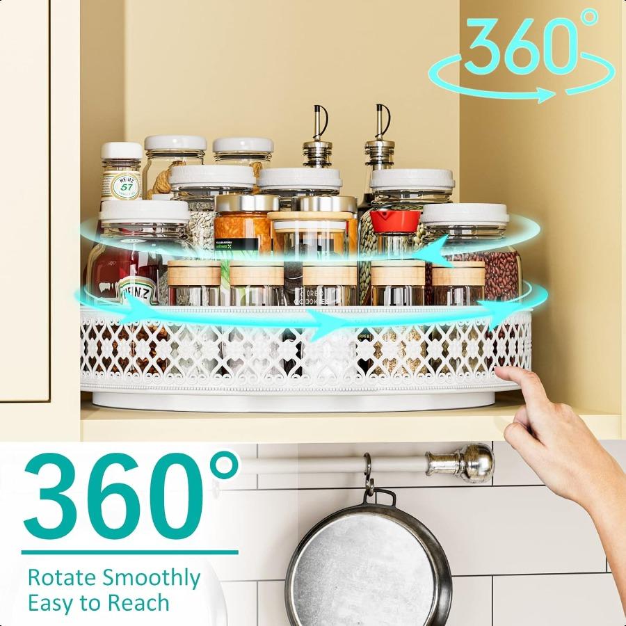 Turntable Organizer 13 inch Rotating Spice Rack Metal  for Cabinet Pantry Kitchen Countertop Dining Table Cupboard Bathroom Va