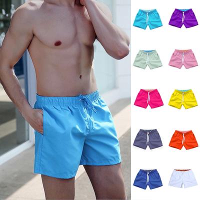 Men's Quick Dry Beach Pants Plain Three Quarter Pants Loose Swim Shorts Workout