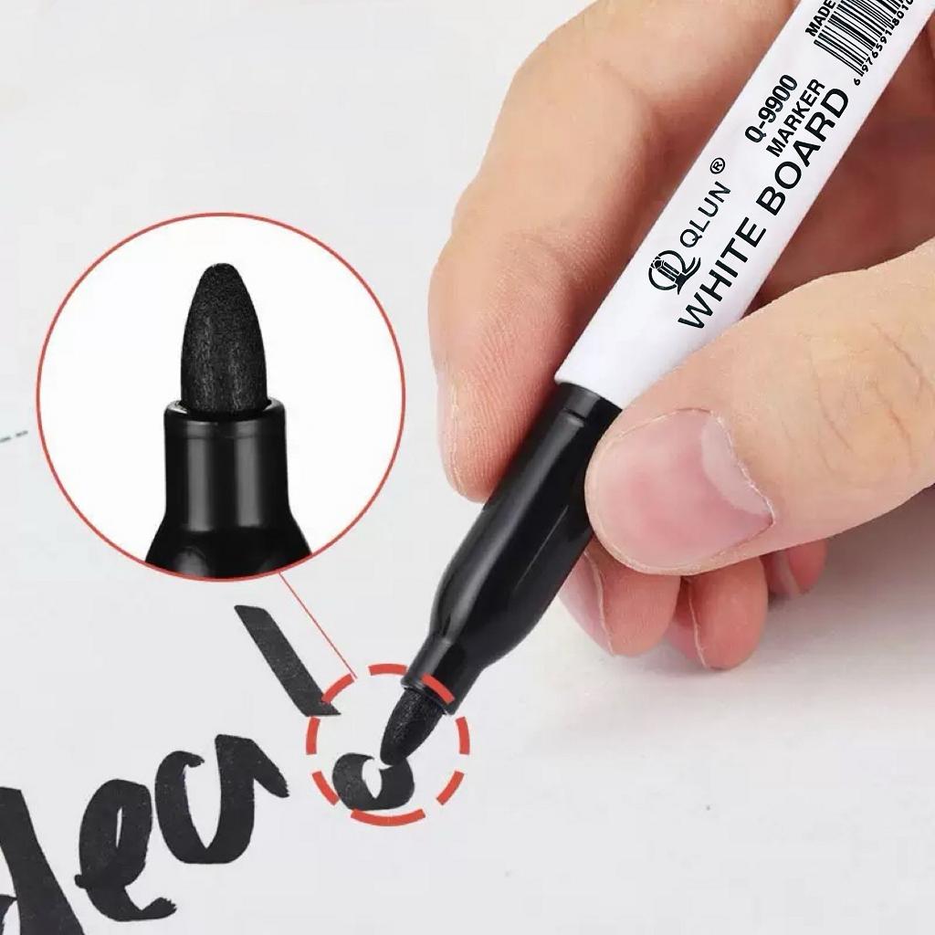 12pcs Black large-capacity erasable marker pen for whiteboard, with water-based ink.