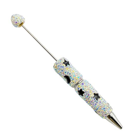 Custom Beadable Pen Blanks Glitter Ballpoint Pen, Sparkly Rhinestone Star Moon Beaded Plastic Creative Gift Pens for Women DIY Handmade Gel Ink School