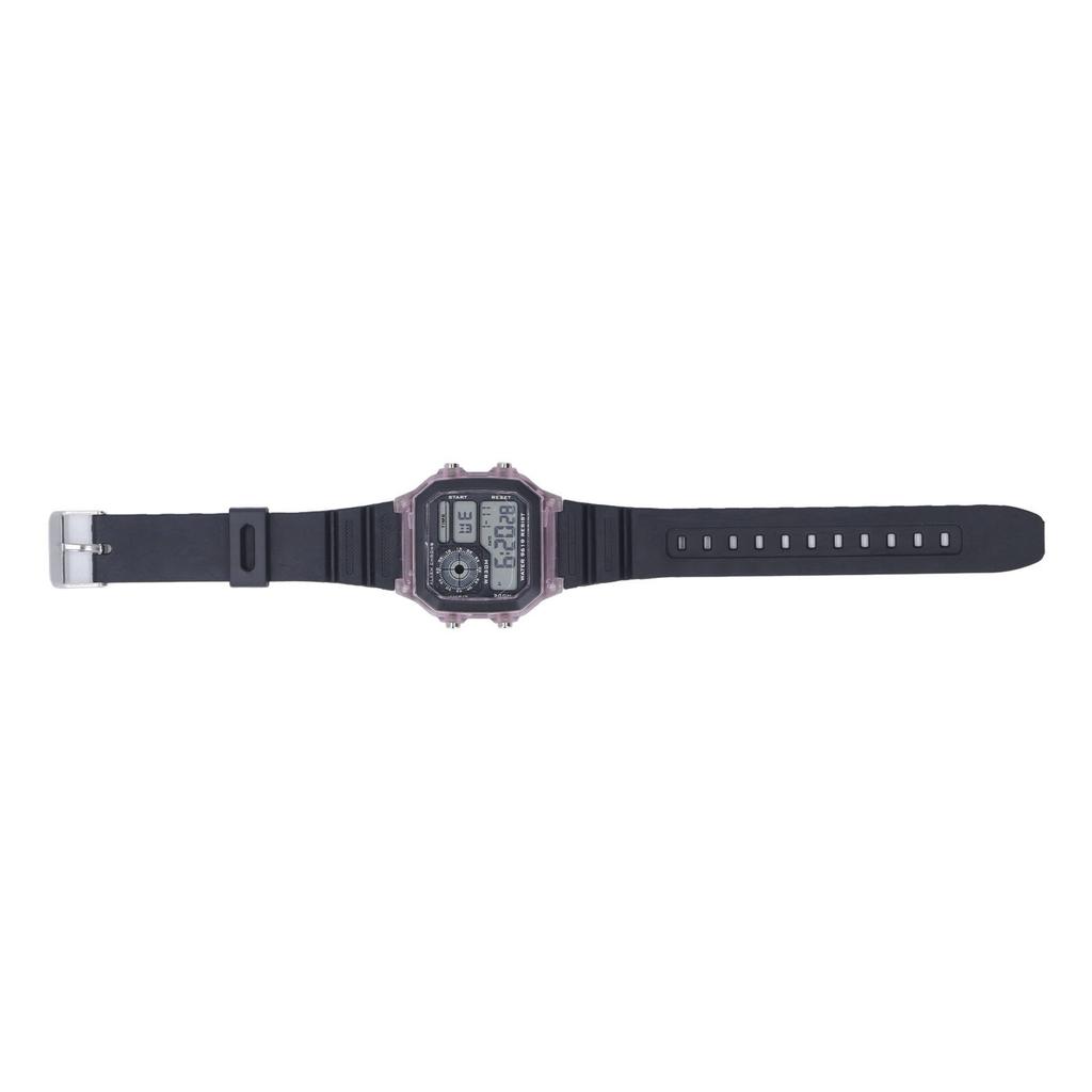 Electronic Sports Watch 12 24 Hours Waterproof Digital Wrist Watch with Luminous Alarm Timing Function Transparent Purple