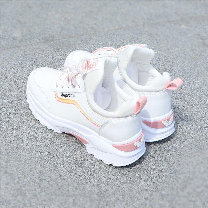 Autumn and Winter Sports Shoes Women's Velvet Cotton Shoes Dad Shoes Female Student Korean Version Versatile Little White Shoes Casual Thick Sole I