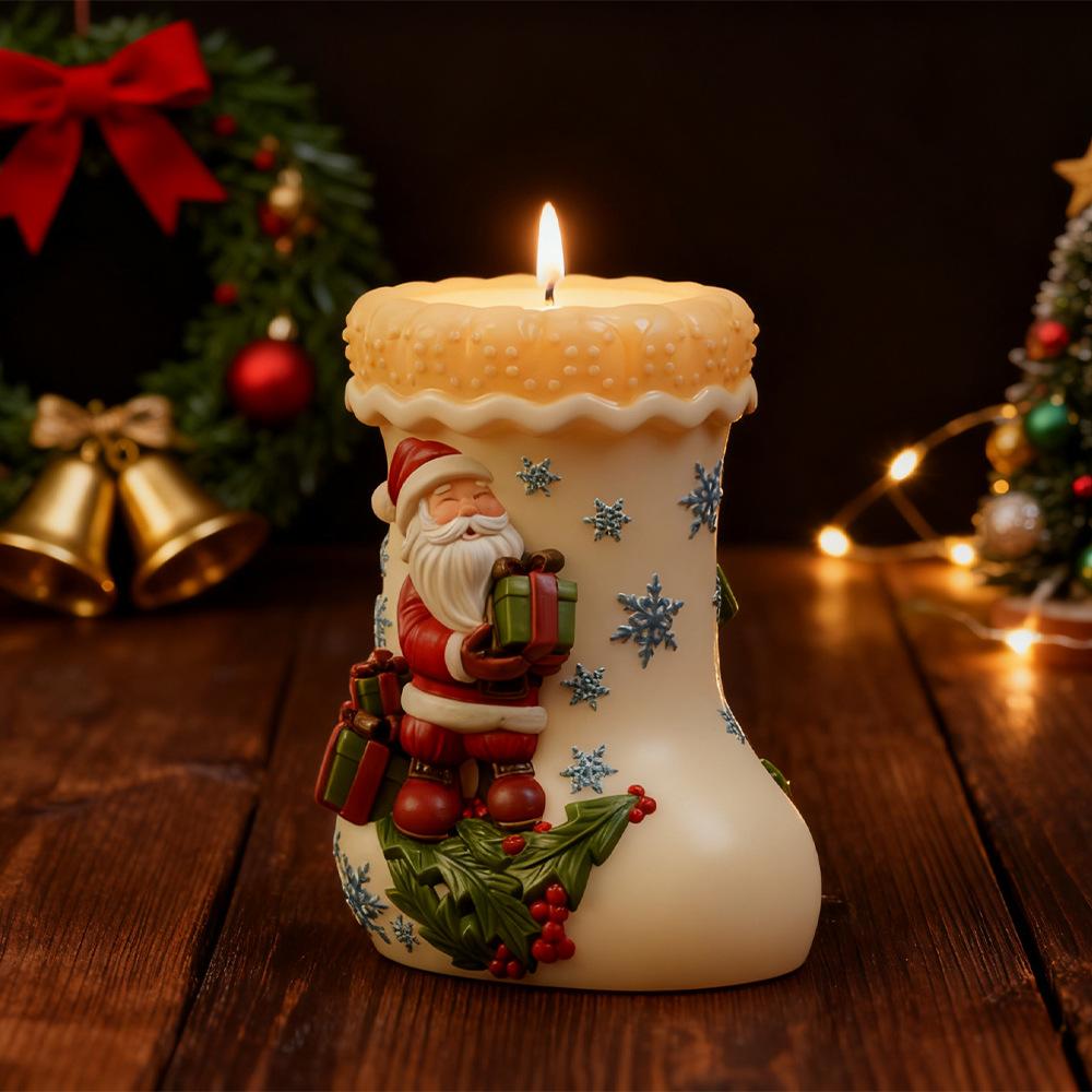 Holiday Stocking Silicone Mould Adorable Santa Claus Candle Mold Christmas Gift Mold Easy To Demold For Scented Ornament Making