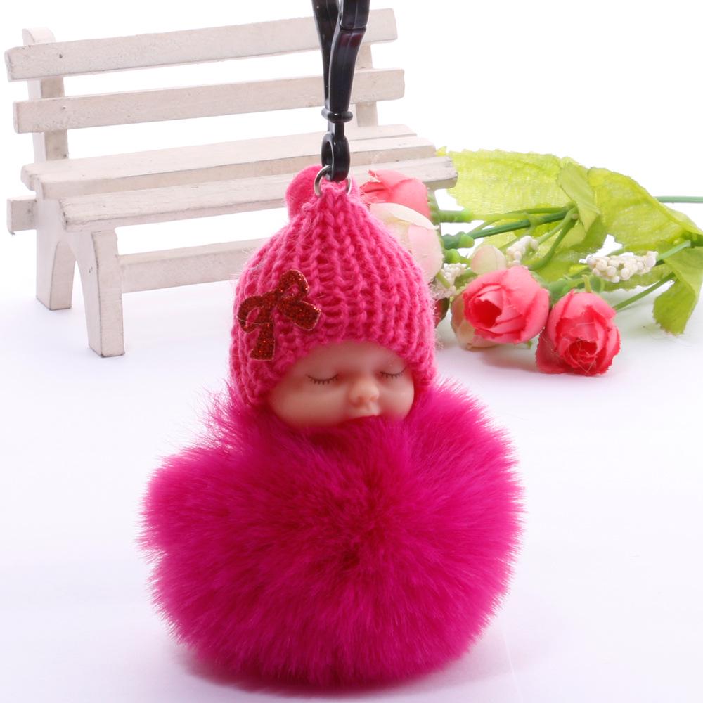 Imitation Rex Rabbit Fur Sleeping Doll Keychain - Cute Sleeping Baby Bag Pendant Gift