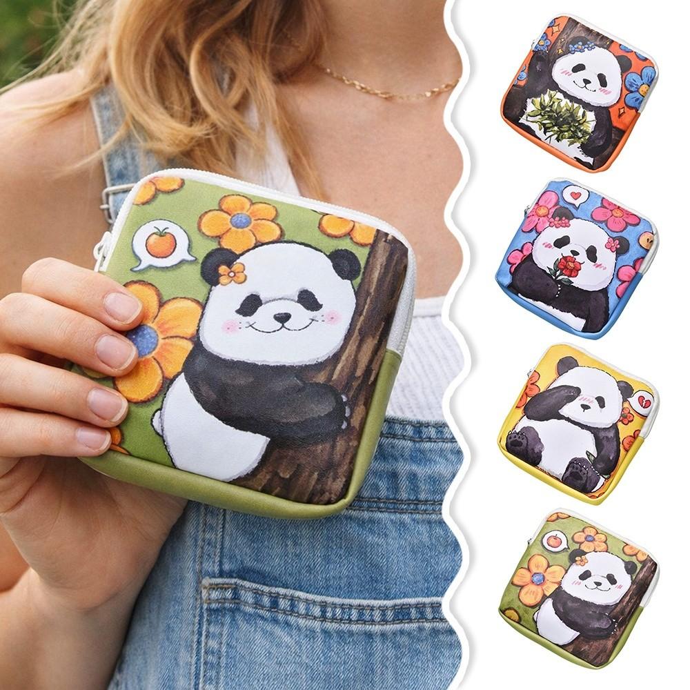 Cute Panda Sanitary Pads Bag Large Capacity Makeup Bags New Menstrual Cup Pouches Daily Carry