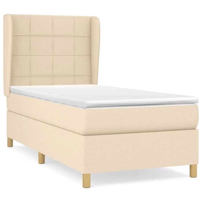 3128498 vidaXL Divan Bed with Mattress Cream 90x200 Cm Fabric