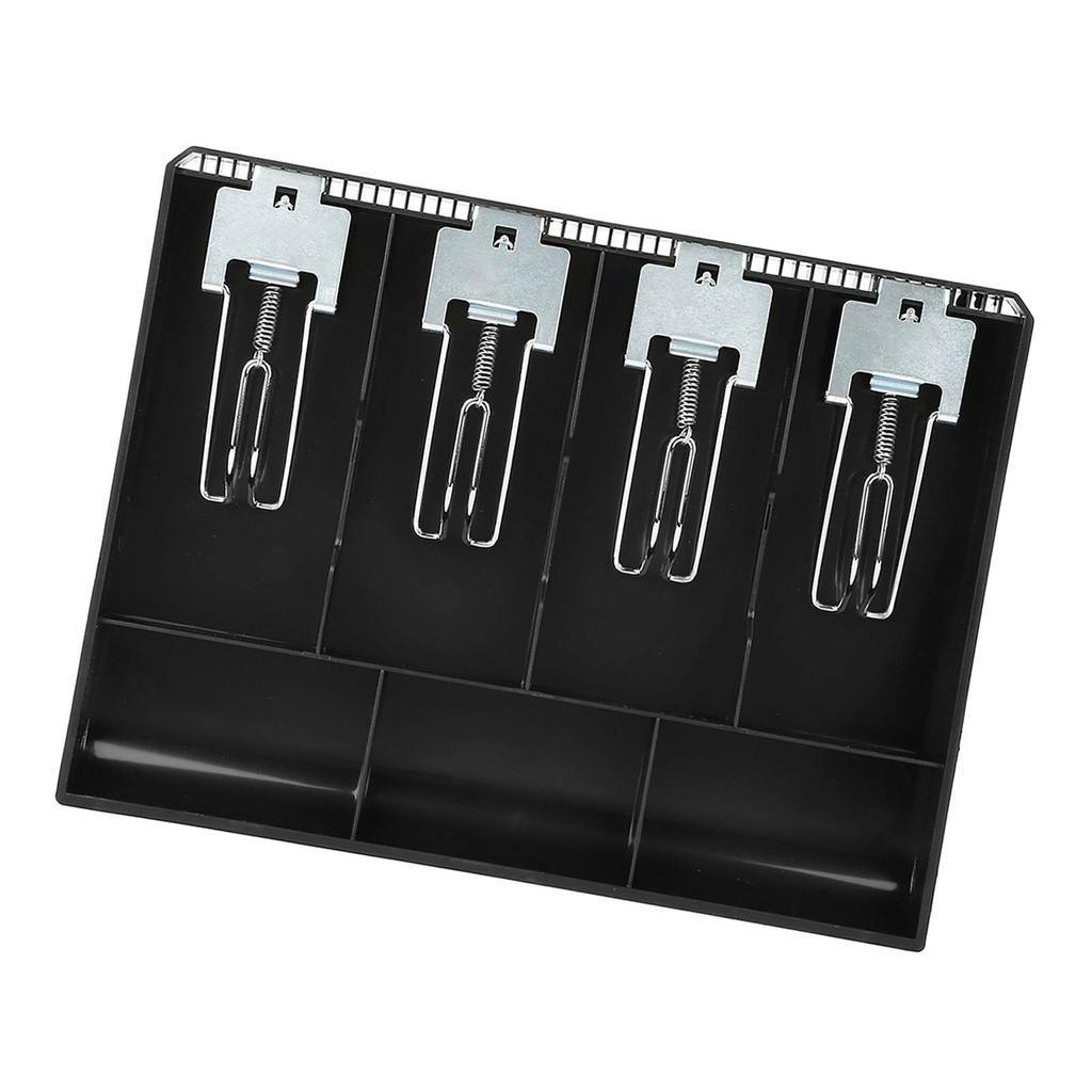 Cash Drawer Register Insert Tray Replacement Cashier Four Box with Metal Clip(black)