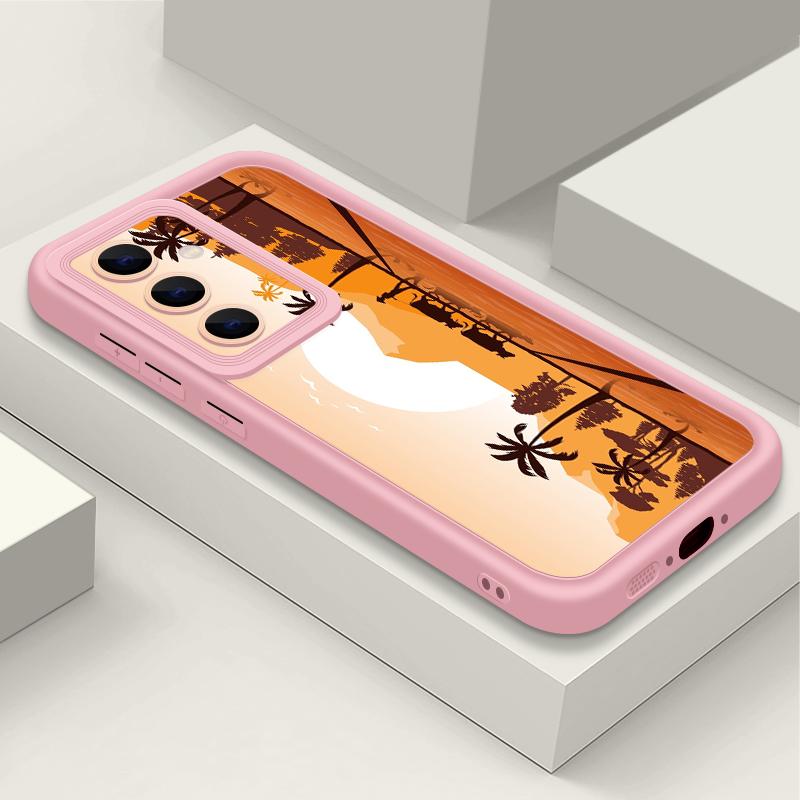 Seaside Coconut Print Case For Samsung A57 A37 A27 A17 S26 Ultra S25 FE A56 A36 A16 A55 A35 A15 A54 5G S21 S22 S23 S24 Plus Shockproof Bumper Cover