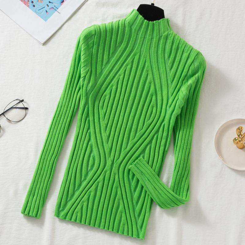 Knitted Sweater Women Pullover Half Turtleneck Jumper Sweater Autumn Winter Solid Slim Chic Streetwear Long Sleeve Y2K