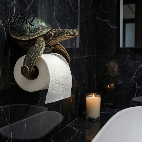 Regalo práctico para calentar el hogar Soporte de pared para rollo de papel higiénico de tortuga marina Impreso en 3D Animal marino Soporte para ambiente húmedo Rollo Impermeable Baño Tissue