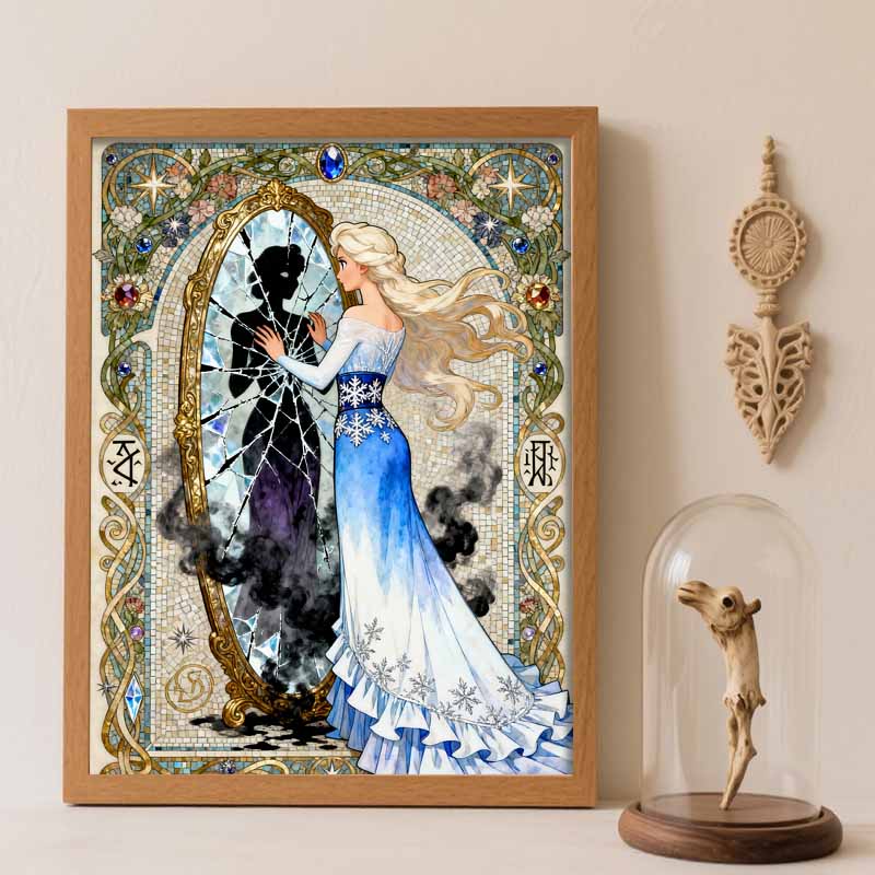 Disney 5d diamond painting, Elsa reflection diamond art painting diy handmade sticker gift, home decoration painting Round 20x30cm