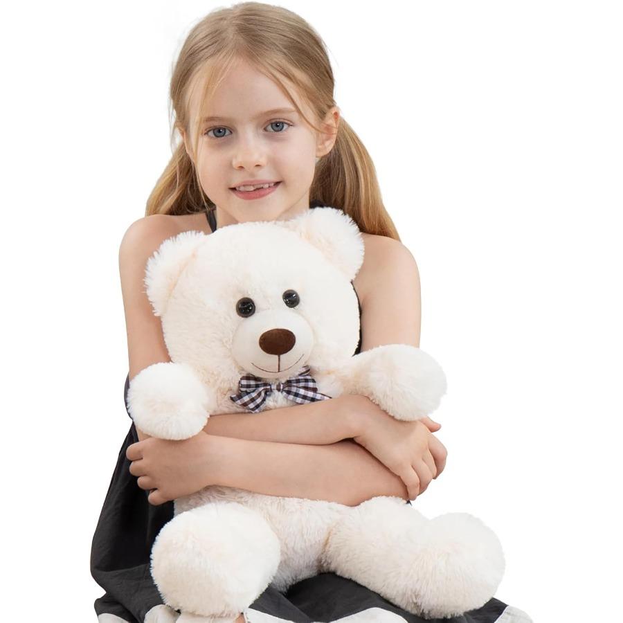 

20 Inch White Teddy Bear Plush Toy Soft Hugging Stuffed Animal for Baby Shower Birthday Gift with Bow Tie United States