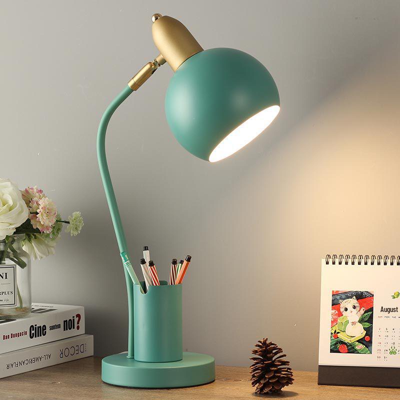 Nordic Creative Pen Holder Desk Lamp for Eye Protection and Bedroom/Study Use.
