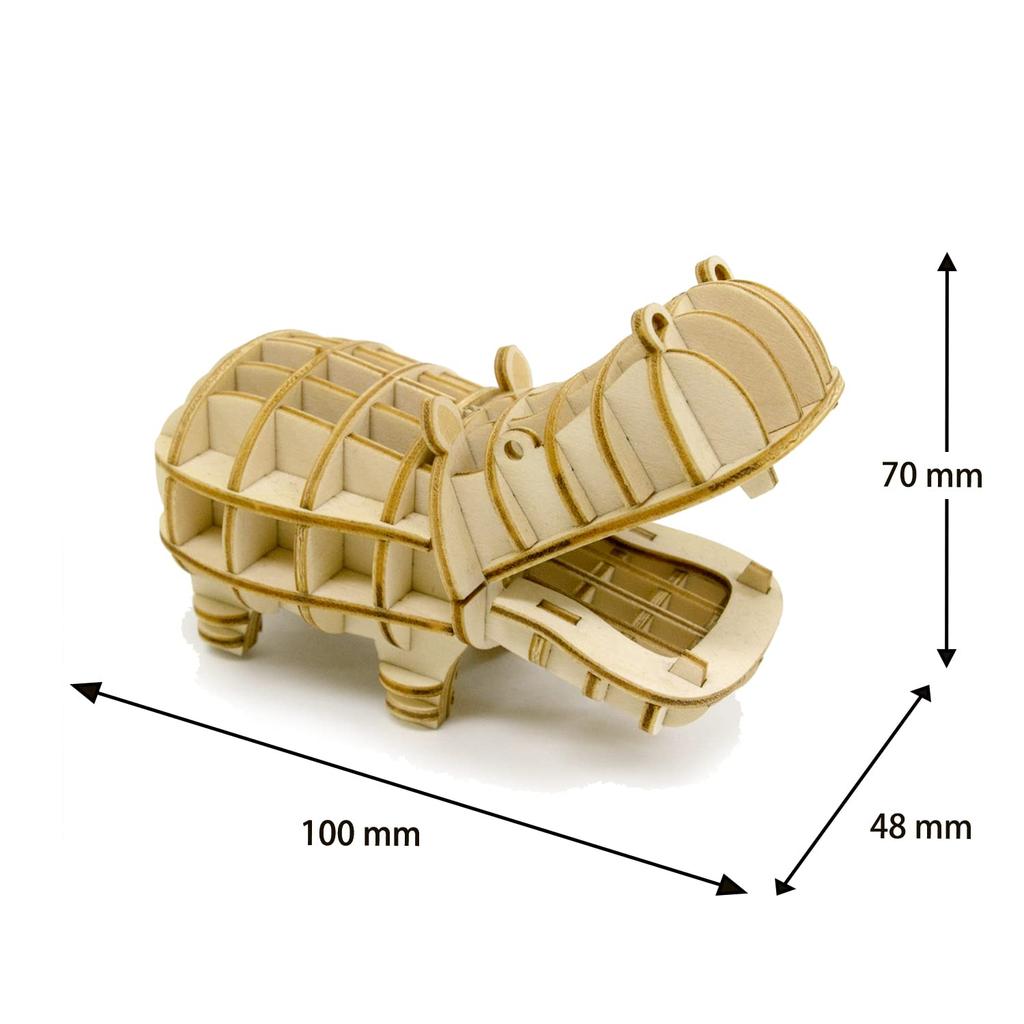 Hippo A Wooden 3D Puzzle DIY Craft Kit That Can Be Enjoyed by Elementary School Children To Adults An Educational Toy for Boys and Girls A Wooden