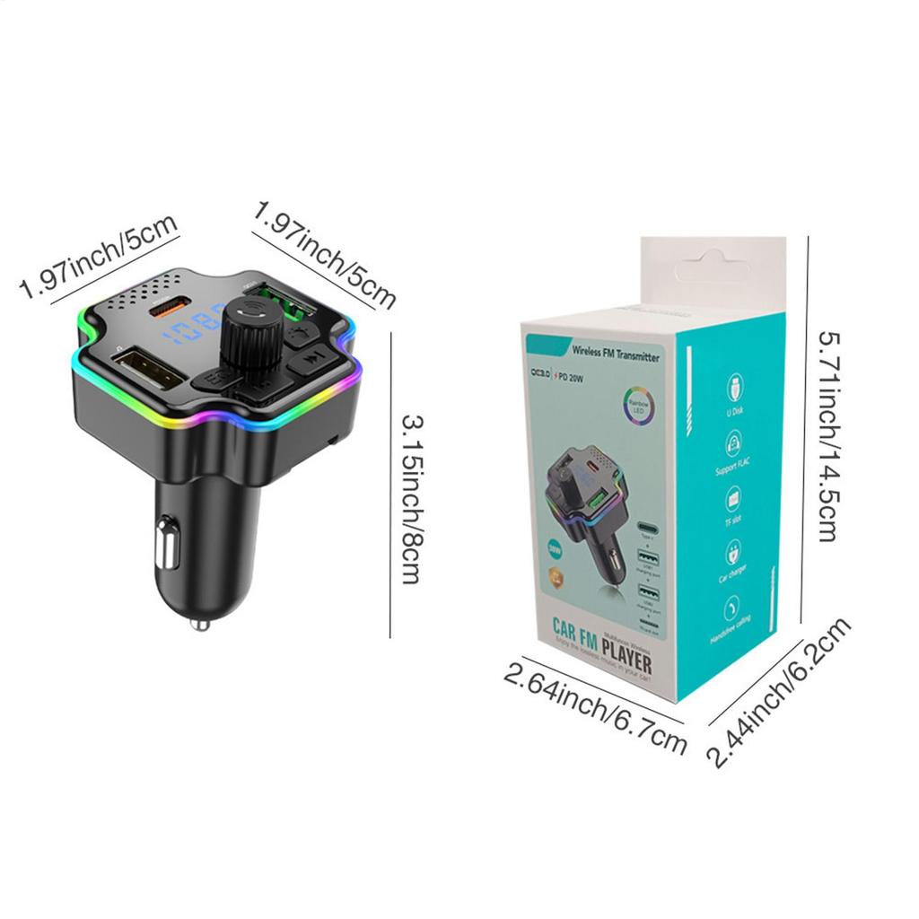 FM Transmitter Radio Wireless Charger Transmitter Wireless Music Adapter For Vehicle Automotive Truck SUV Commuting RV Driving