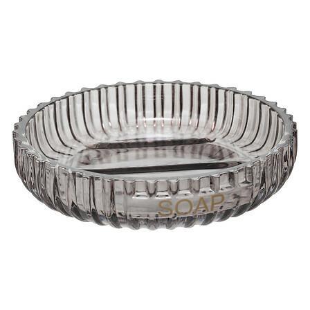 Agathe Glass Soap Dish, Gray, 11 × 11 Cm, Glamour