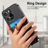 MC-W6 Universal Magnetic Card Holder with Ring Kickstand PU Leather Phone Card Bag