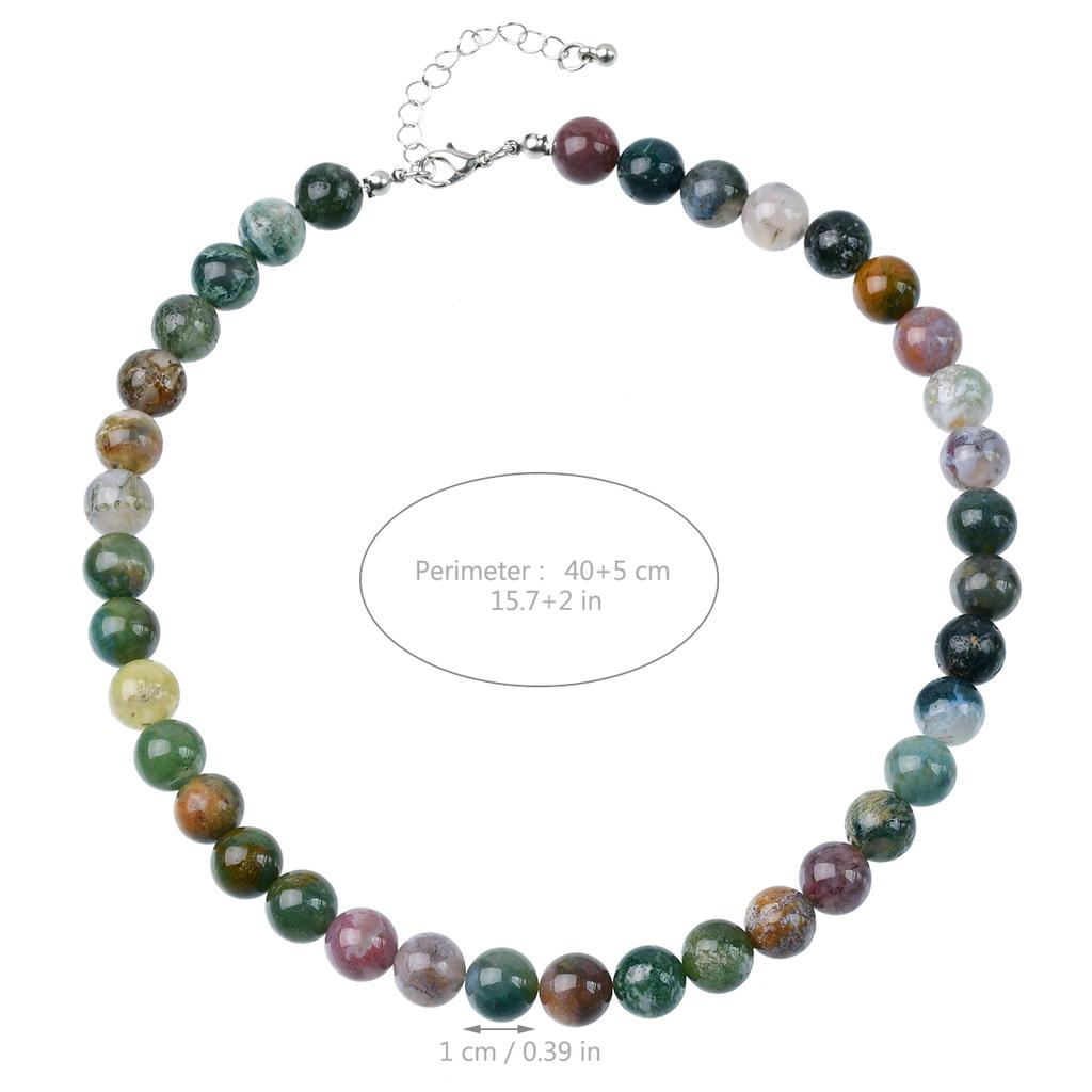 1PC Vintage Natural Stone Indian Agate 4-10mm Necklace Women's Exquisite Trendy Autumn And Winter Holiday Handmade Zircon