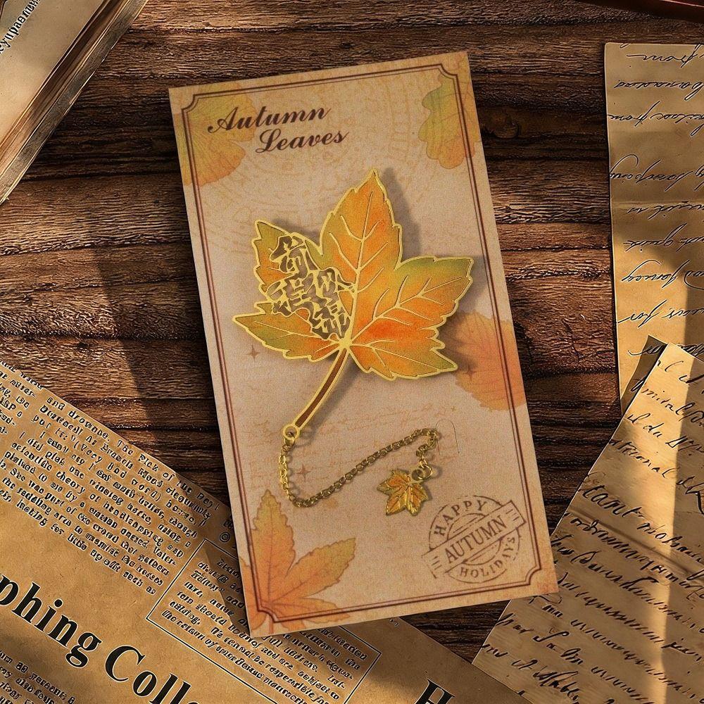 Chinese Classical Metal Ruler Bookmarks Apricot Leaf Pagination Mark  Student Gift
