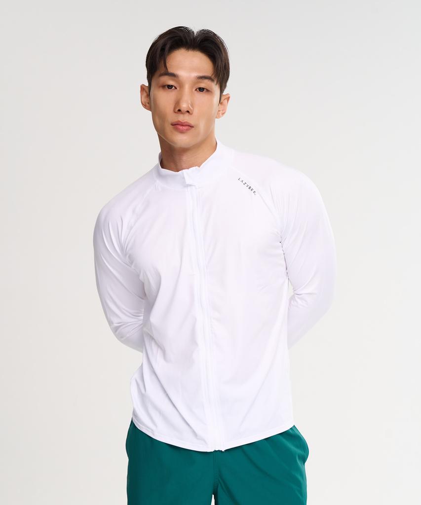 Leijibi Multi-Cooling Essential Loose Fit Zip-Up Rash Guard M White