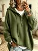 Женский hooded пуловер на пуговицах, европейский и американский стиль, 2026: Однотонный, Мягкий, Пушистый Трикотаж для Осени и Зимы