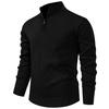 Men Sweatshirt Stand Collar Zipper Half Placket Long Sleeve Pullover Tops Solid Color