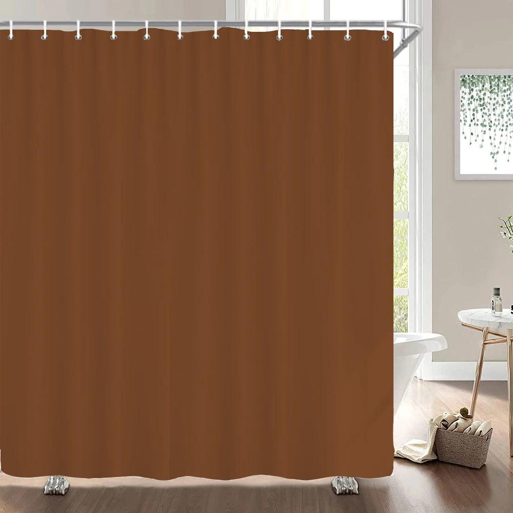 1Pcs Black Gray White Solid Color Printed Fabric Waterproof Shower Curtain, Home Decoration Bathroom Curtain, With Hooks