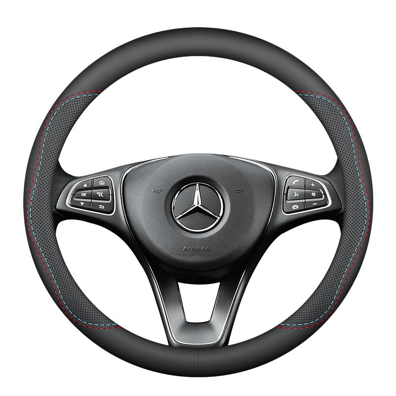 Car Leather Steering Wheel Cover for Mercedes-Benz GLE S GLE GLS G GL CL ML R SL GLK 400 450 500 350 320 580 38cm Accessories