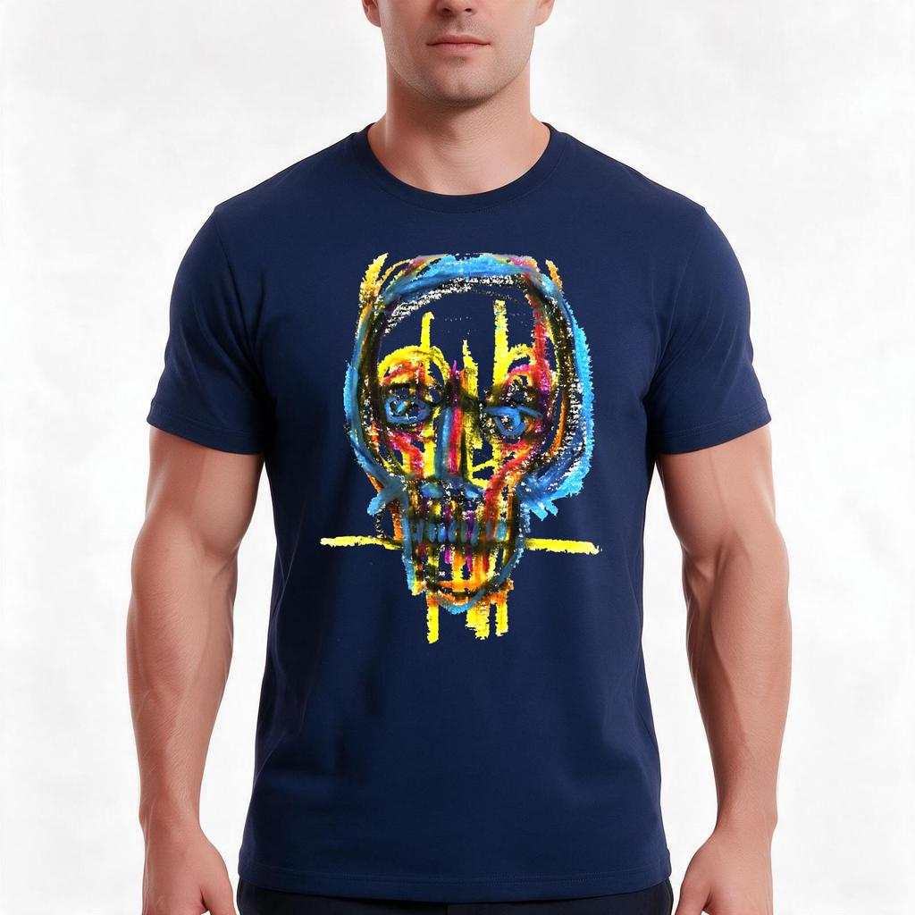 Oil Skull Tshirt Summer Casual Cotton Tee Oversized Streetwear Tops Vintage Graphic Print Loose Fit Short Sleeve