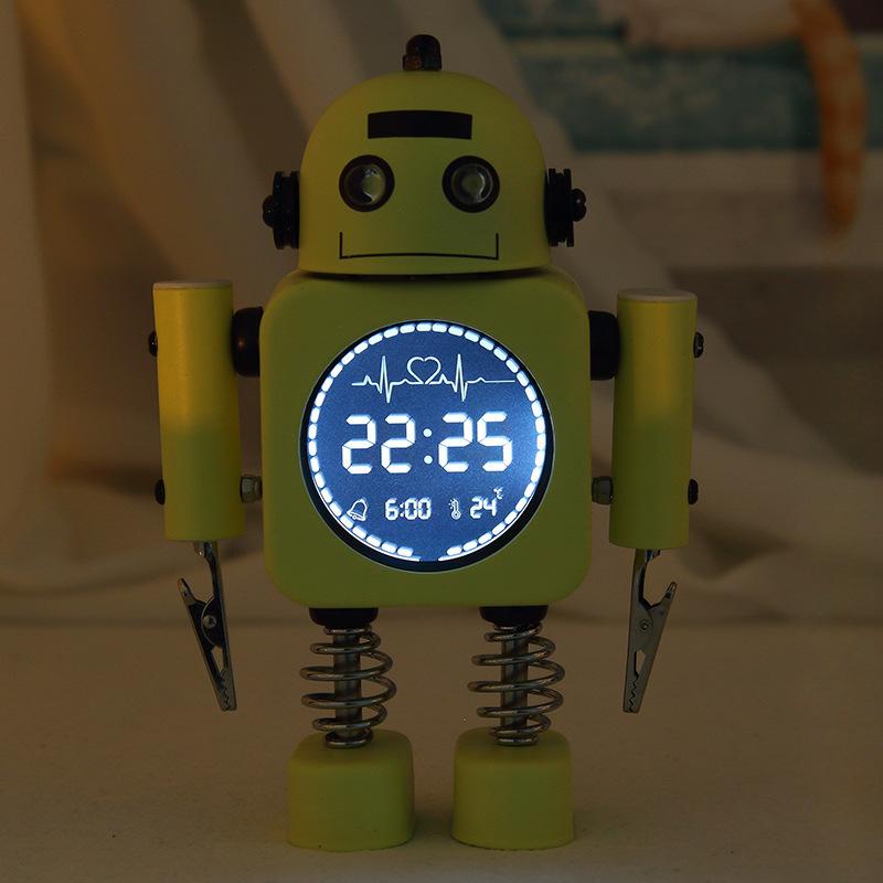 Silent Digital Display Metal Robot Luminous Alarm Clock Smart Student Boy Girl Children Bedroom Bedside Alarm Clock