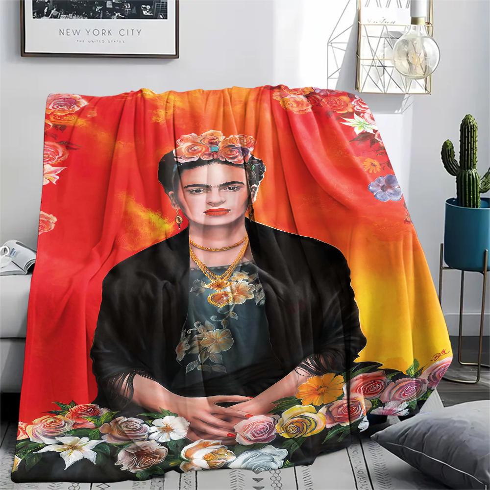 1Pc Frida Kahlo Print Flannel Blanket, High Quality Comfortable for All Seasons, Home Decor, Warmth and Comfort, Perfect for Christmas Gifts