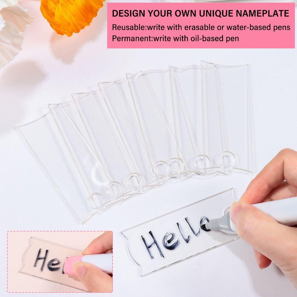 

30PCS Colorful Name Plate Acrylic Personalized Transparent Labels Customizable Blank Nameplate DIY 5