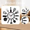 Acrylic Kitchen Wall Clock with Decorative Utensils, Silent Mechanism And Easy-to-Read Numbers,