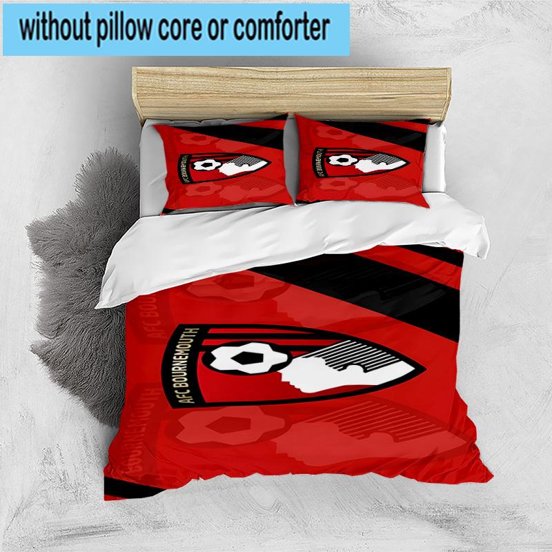 Set Biancheria da Letto Stampato con Stemma AFC Bournemouth 3 Pezzi Copripiumino Chiusura Include 1 Copripiumino e 2 Federe Set Biancheria da Letto Decorazioni per la Casa Regali