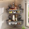 Gongxun Bathroom Suction Cup Shelf, Toilet Triangle Rack, No Drilling Required, Wall-Mounted, Washroom Corner Shelf