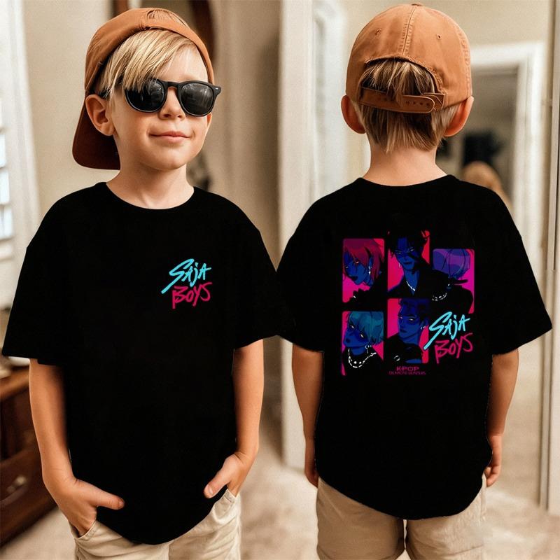 Summer Teen Cotton T-shirt Cartoon Cartoon Print Top Kids Clothes Street Sport Fashion T-shirt Baby Boys Girls Cute Short Sleeve